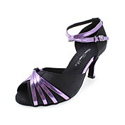 Customized Women's Satin And Leatherette Upper Ankle Strap Latin/Ballroom Dance Shoes