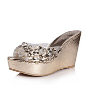 Fashion Plastic Wedge Heel Slippers With Rhinestone Party/Evening Shoes(More Colors)