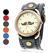 Mujeres bigote estilo del análogo de cuarzo del cuero del reloj (colores surtidos)