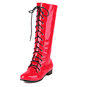 Incrível Couros plana calcanhar joelho atado-up botas altas partido / sapatas da noite (mais cores)