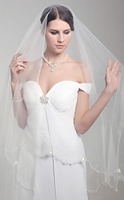 One Layer Beautiful Fingertip Wedding Veil