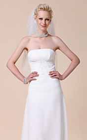 Two-tier Elbow Wedding Veil With Pencil Edge