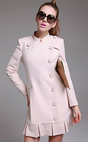 TS Ruffle Trimmed Button Long Coat