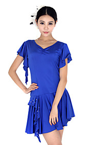 de las mujeres spandex vestido de baile latino en azul