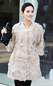 Collarless Collar Half Sleeve Lamb Fur Evening Coat(More Colors)