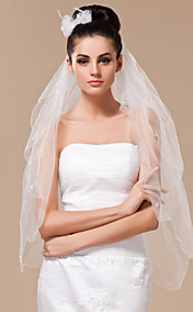 Two-tier Tulle With Pearls Fingertip Veil