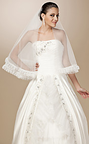 One-tier Tulle Pencil Edge Elbow Wedding Veil With Ruffles