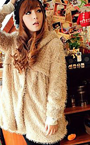 Long Sleeve Office/Career Faux Fur Coat(More Colors)