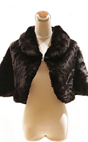 Elegant 3/4-Length Sleeves High Neck Faux Fur Special Occasion Jacket / Wrap