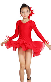 dancewear spandex / vestido de gasa de baile latino para niños