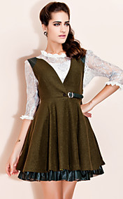 ts lær patch swing kjole