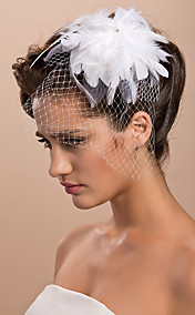 splendida piuma con strass grande copricapo da sposa in tulle