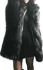 Long Sleeve Turndown Collar Faux Fur Party/Career Coat(More Colors)