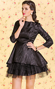 TS VINTAGE Jacquard Mesh Design Self Petticoat Dress