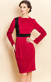 ts contrasterende kleur met lange mouwen plooien slim dress