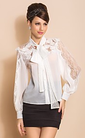 TS Lace Bow langermet bluse skjorte