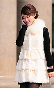 Fox Fur Turndown Collar Rex Rabbit Fur Casual/Party Vest (More Colors)