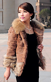 3/4 Sleeve Raccoon Fur Turndown Collar Rabbit Fur Casual/Party Jacket (More Colors)