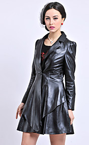 Long Sleeve Turndown Collar Sheepskin Casual/Party Coat