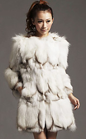 Nice Long Sleeve Collarless Fox Fur Casual/Party Coat