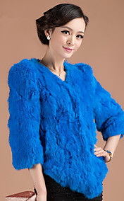 3/4 Sleeve Collarless Rabbit Fur Casual/Party Jacket(More Colors)