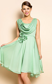 TS Cowl Collar 3D Flower Decor Swing Dress