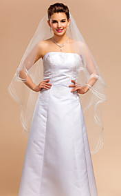 One-tier Fingertip Wedding Veils With Finished Edge