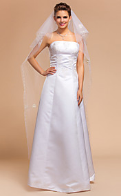 2 Couches Voiles de mariage valse avec Bord de coupe