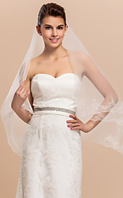 1 capa de velo de novia Fintertip con encaje apliques borde