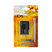  paquete de reemplazo de la batería recargable (2000mAh) + destornillador y lápiz para Nintendo DS Lite