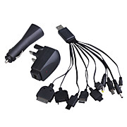  10-in-1 USB AC/Car Power Charger/Adapters for Cellphones (UK Plug/100~240V)