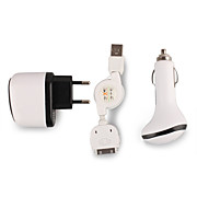  USB Power Adapter/Car Charger Adapter with USB Data + Charging Cable for iPhone
