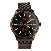  Black Tone Stainless Steel Round Shape Quartz Watch For Men Black+Golden