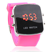  Silicone Band Modern Women Men Unisex Jelly Sport Style LED Wrist Watch - Peach Red