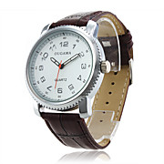  Japan PC Movement Silver Shell White Dial Browm Genuine Leather Watch