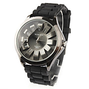  Chrysanthemum Shaped Metal Dial Design Quartz Unisex Wrist Watch - Black