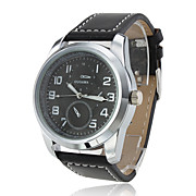  Japan PC Movement Silver Shell Black Dial Black Genuine Leather Quartz Watch
