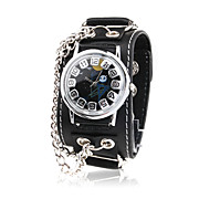  Military Black Leather Band Quartz Wrist Watch with Dismountable Case