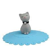  sellado de la cubierta del gato adorable taza (gato gris y tapa azul)