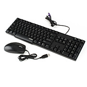 Rapoo X120 PS/2 Wired Keyboard with USB Optical Wired Mouse (1000DPI, Black)