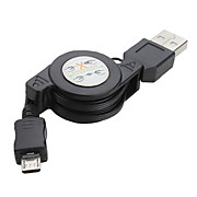  Retractable USB to Micro 5 Pin USB Cable (Black)