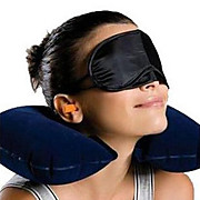  U-shaped Inflatable Pillow, Eyeshade and Earbud Set