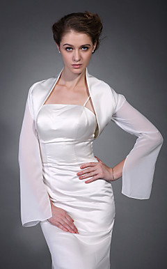 Long Sleeves Satin Chiffon Bridal Jacket/ Wedding Wrap