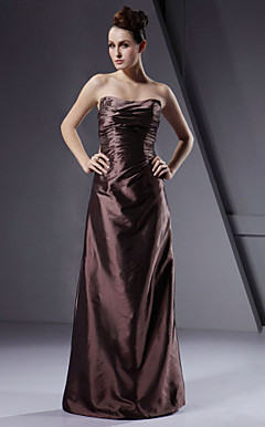 Sheath/ Column Strapless Floor-length Taffeta Bridesmaid/ Wedding Party Dress