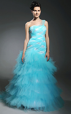 Tulle Trumpet/ Mermaid One Shoulder Floor-length Evening Dress inspired by Kate Beckinsale at Cannes Film Festival
