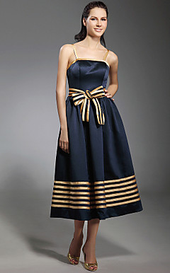 Stretch Satin A-line Tea-length Cocktail Dress inspired by Sarah Jessica Parker in Sex and the City
