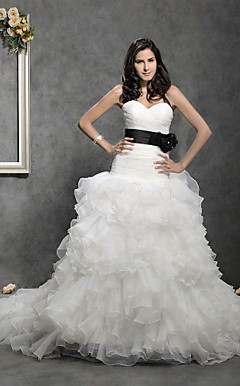 Ball Gown Sweetheart Court Train Organza Wedding Dress