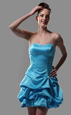 A-line Sweetheart Short/Mini Satin Cocktail/Homecoming Dress