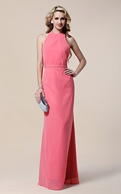 Chiffon Sheath/Column Halter Floor-length Evening Dress inspired by Claire Danes at Golden Globe Award