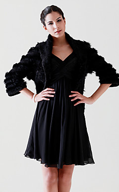 3/ 4-Length Sleeve Rabbit Fur Special Occasion Jacket/ Wrap